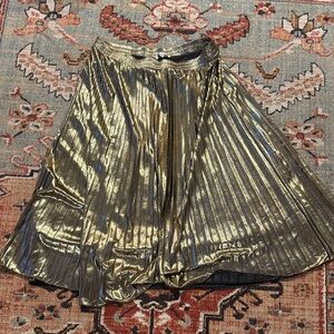 WD.NY Metallic Gold A-Line Midi Skirt